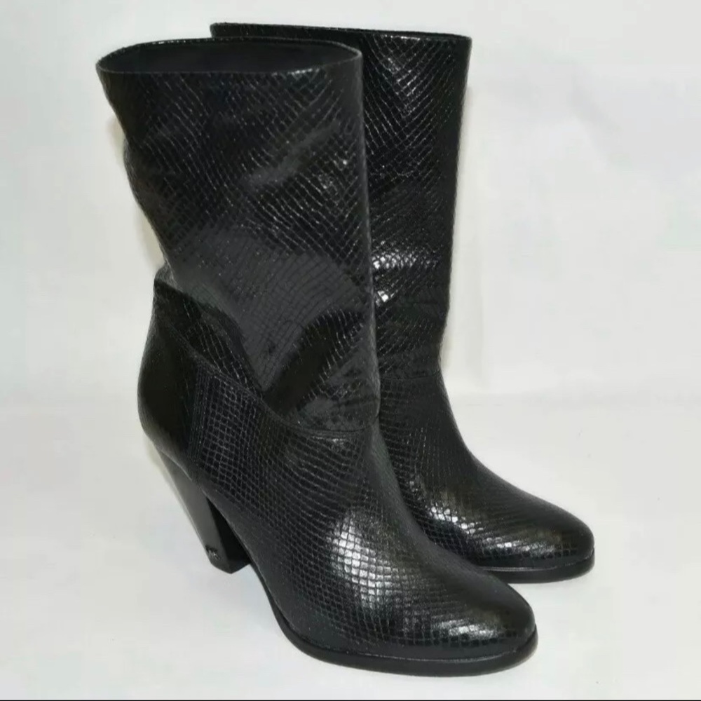 New Michael Kors Bootie Black Snake Leather 9